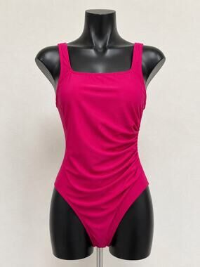 Miraclesuit Magenta One Piece Swimsuit Ruched Tummy Control Size 10 US